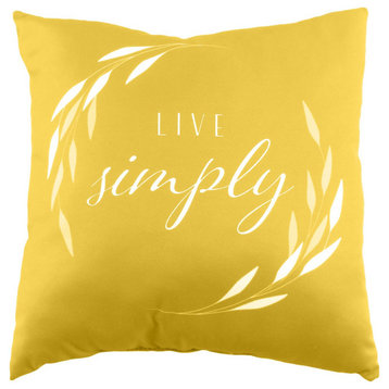 Live Simply Double Sided Pillow, Gold