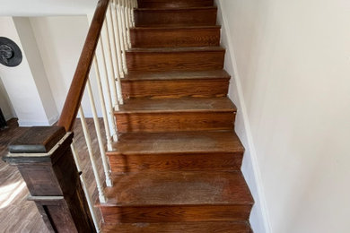 Floor refinish in old farmhouse.