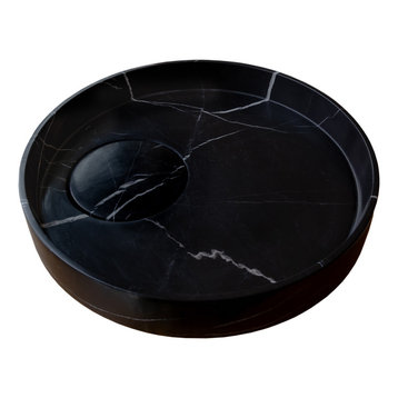 Natural Stone Toros Black Marble Above Counter Artistic Vessel Sink Polished
