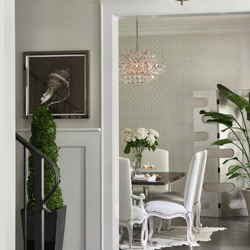 Updated Traditional Home Foyer and Dining Room