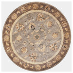KAS - KAS Syriana 6000 Gray/Mocha Mahal Area Rug, 5'6" Round - Unleash the beauty within as you walk through our Syriana Collection. Hand-tufted in India of 100% New Zealand wool, come discover these exquisitely designed and ultra-soft traditional rugs. These pieces combine old-world elegance with trend-setting colors to deliver tapestries for your floors.