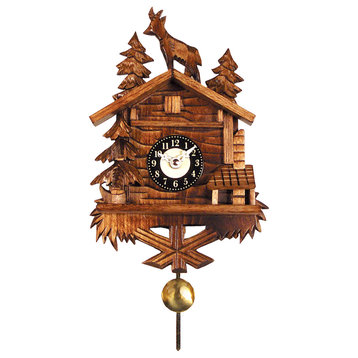 Engstler Battery-Operated Clock- Wood Forest- Mini Size