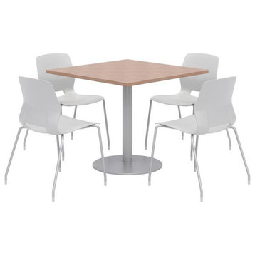 Olio Designs Square 42in Lola Dining Set - Cherry Table - Gray Chairs