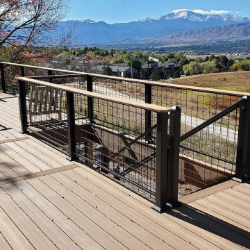 Huge Composite Deck with Amazing Views, WildHog Railing, and Trex RainEscape Sys