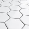 Metro 2" Hex Glossy White Porcelain Floor and Wall Tile