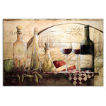 DDCG - Tuscan Vineyard Wine Canvas Wall Art, 32"x48", Unframed - This premium gallery wrapped canvas features a vintage wood background with tuscan vinyard wine table design. The wall art is printed on professional grade tightly woven canvas with a durable construction, finished backing, and is built ready to hang. The result is a remarkable piece of wall art that will add elegance and style to any room.