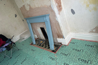 Room Refurbishment Floor Stripped & Varnished Walls Spray Plastered & Painted