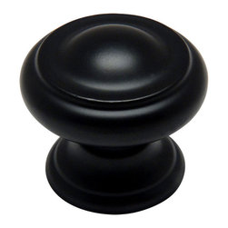 Cosmas - Cosmas 3317FB Flat Black Cabinet Round Knob, 1-3/16" Diameter, Set of 5 - Cabinet And Drawer Knobs