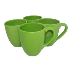 Le Souk Ceramique - Le Souk Ceramique Stoneware Tea/Coffee Cups, Set of 4, Black, Green - Teacups