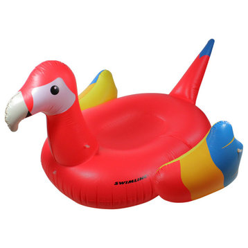 93" Inflatable Yellow and Red Scarlet Macaw Novelty Swimming Pool Raft