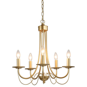 5-Light Candle Chandelier Classic/Traditional Light, Gold