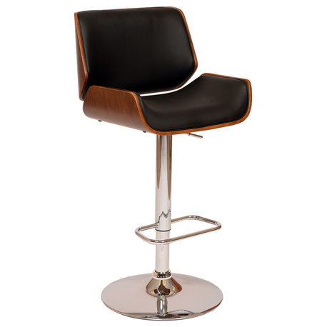 London Swivel Adjustable Bar Stool, Black