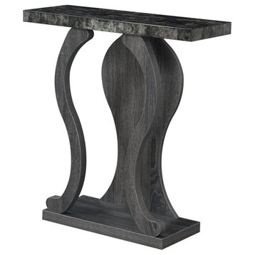 Newport Terry B Console Table in Weathered Gray and Faux Black Marble Wood