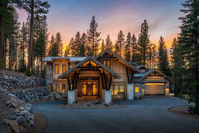 Contemporary brown stone house exterior idea in Sacramento