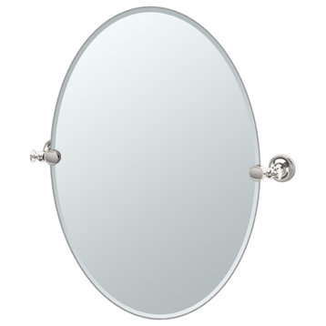 Tavern Frameless Oval Mirror, Polished Nickel