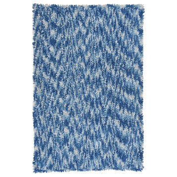 Blue Shagadelic Chenille Twist Swirl Rug, 2'6"x4'2"