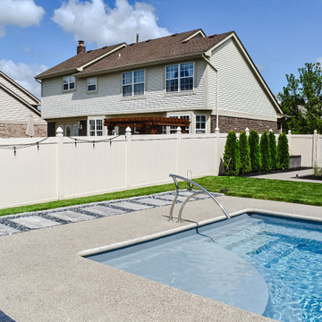 Modern Unilock Moda Fireplace + Pool Surround Landscape