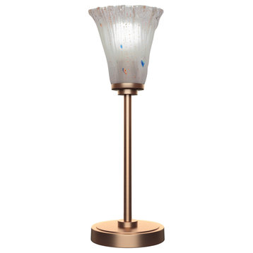 Luna 1-Light Table Lamp, New Age Brass/Fluted Frosted Crystal