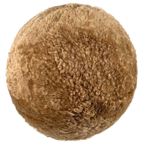 New Zealand Brown Genuine Sheepskin 8" Ball Pillow