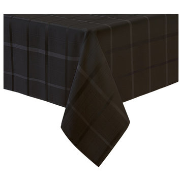 Elegance Plaid Solid Tablecloth, Black, 60"x144"