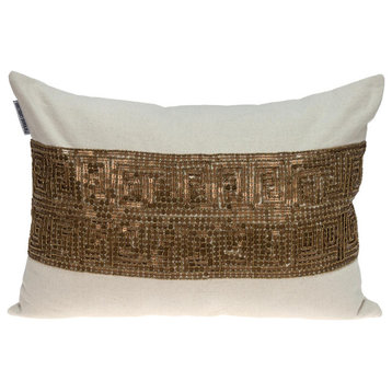 Parkland Collection Misty Beige Throw Pillow, Rectangle, Beige/Bronze