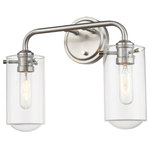 Z-Lite - Delaney 2-Light Vanity, Brushed Nickel - Blend artistic style with an industrial flavor to bring classic good looks to a transitional space. This brushed nickel two-light wall sconce brightens any room or hallway as it adds a radiant flavor.