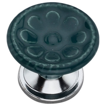 Ceramic Round, 1-4/7'' Decorative Hardware Green Cabinet Drawer Knobs 10-pcs