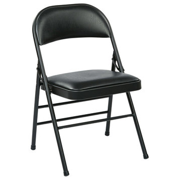 Folding Chair With Vinyl Seat and Back, Set of 4