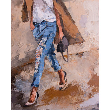 "Figurative, Going Shopping" Canvas Wall Art by Donna J. West, 10"x14"