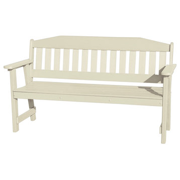 Phat Tommy All Weather Outdoor Bench - 5 ft Garden Bench with Back, White