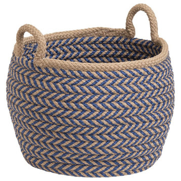 Preve Basket, Taupe/Blue 12"x12"x12"