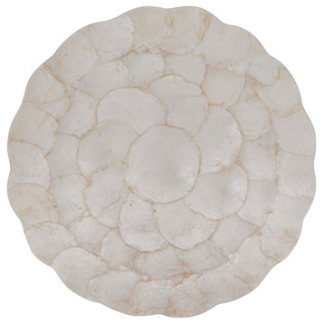 Capiz Placemats With Scalloped Design, Set of 4, Ivory