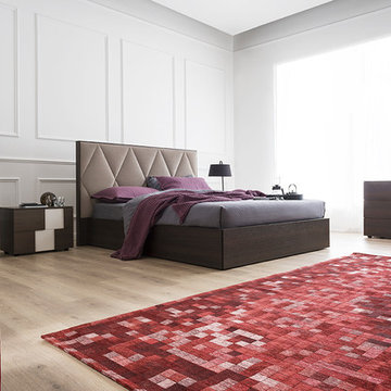 Erie 71.6" Bed - Dark Oak Finish Frame and Headboard w/ Venice Upholstery