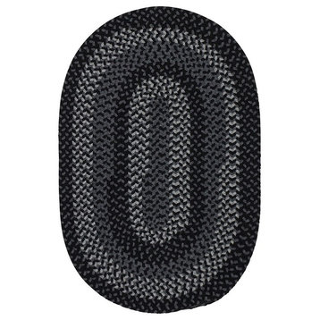 Walden Rug, Black and Charcoal, 5'x8' Oval
