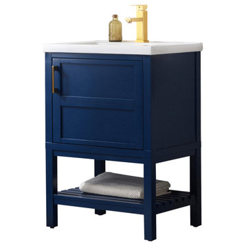 Bailey Single Sink Bathroom Vanity Set, Blue, 24"
