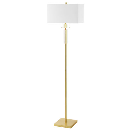 Fernanda Modern 2 Light Aged Brass White Metal Floor Lamp