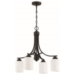 Craftmade - Craftmade Bolden 4 Light Chandelier, Flat Black/Frosted - Bold clean lines and gentle curves offer an elegant feel to your home. Clear seeded or white frosted glass shades compliment the graceful shapes of the Bolden collection setting the stage for a look that is luxurious and effortless
