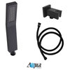 Aqua Piazza Set, 8" Ceiling Mount Square Rain Shower and Handheld, Matte Black