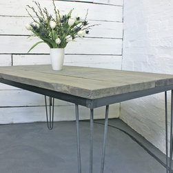 Corinne Recycled Scaffolding Board Dining Table with Hairpin Legs - Dining Tables