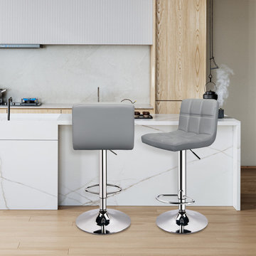 HOMEKOKO Square Back 32.5" Swivel Adjustable Height Bar Stool