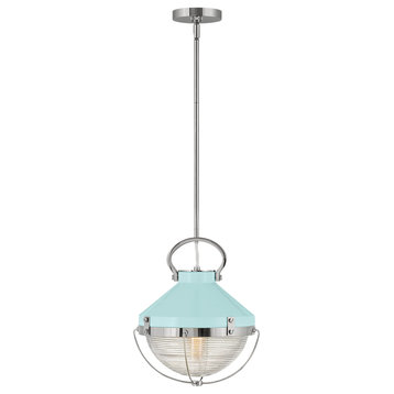 Crew 1-Light Pendant In Polished Nickel With Robin'S-Egg Blue
