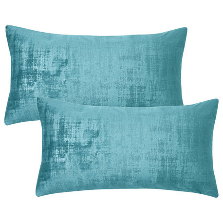 Velvet 2 Piece Lumbar Pillow Cover Set, North Sea, 2 Piece, 14"x26"