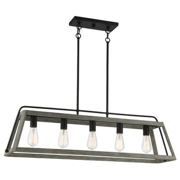 Savoy Hasting 5 Light Noblewood With Iron Linear Chandelier