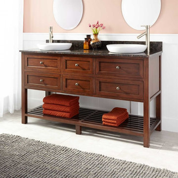60" Taren Bamboo Double Vanity For Semi-Recessed Sink - Light Espresso