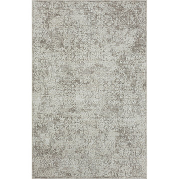 Brimah Gray/Ivory Distressed Floral High-Low Indoor Area Rug, 5' X 7'11"