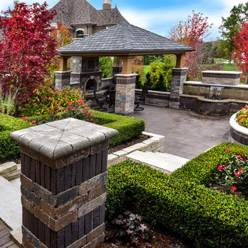 Backyard Estate with gazebo fireplace & water feature