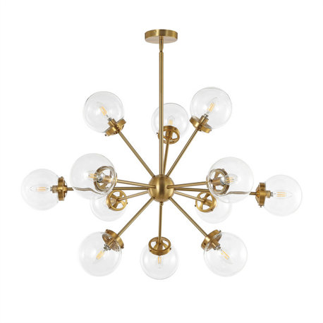 12-Light Dimmable Sputnik Sphere Chandelier, Clear Glass Shades