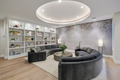 Example of a transitional living room design in San Francisco