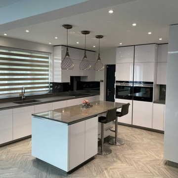 Hacker German made kitchen designed and installed by Hampdens KB in white gloss