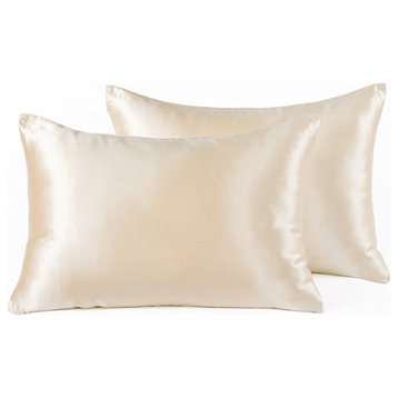 Luxury Silk-Cotton Blend Pillowcase Set of 2, 20'' x 26'', Gold